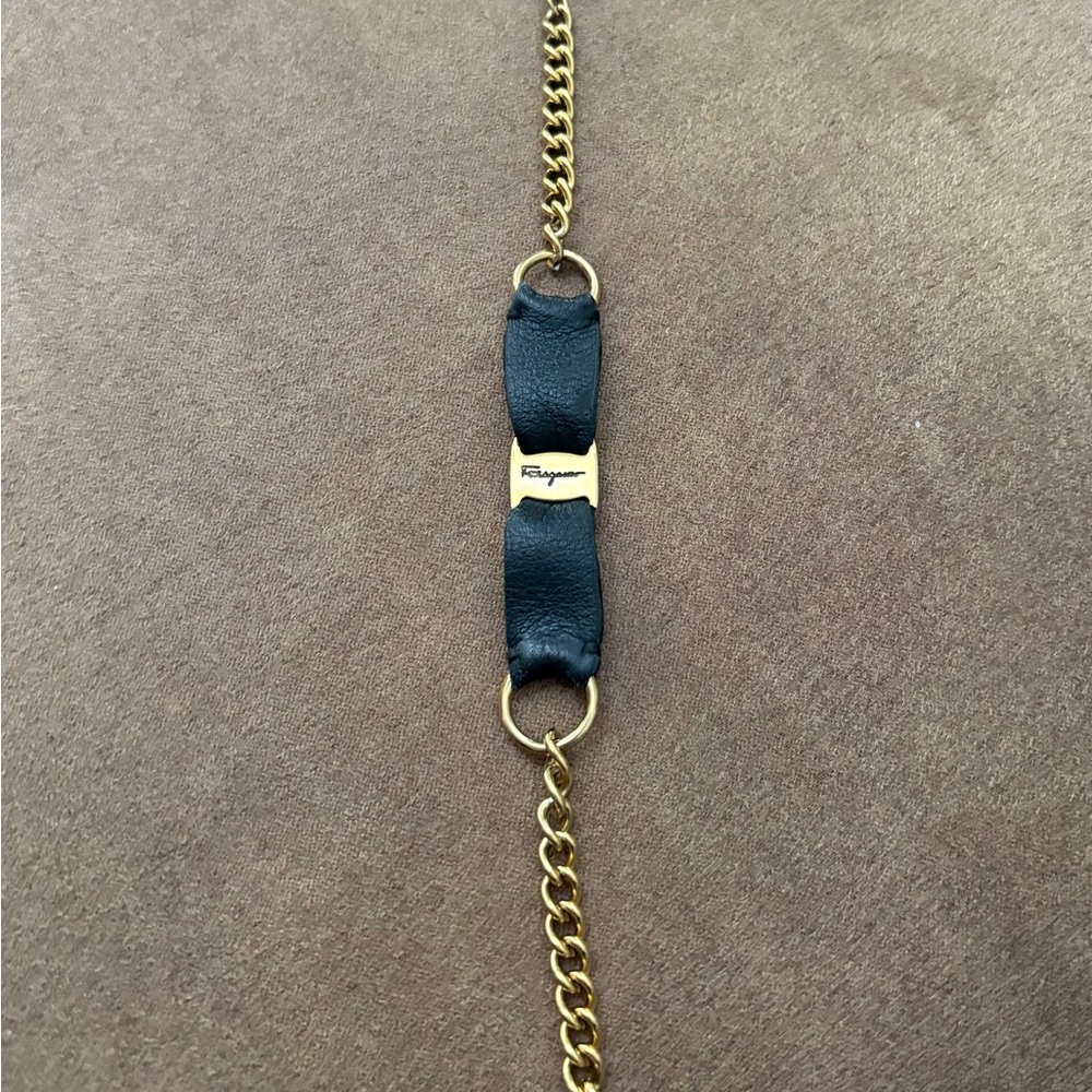Ferragamo Black and Gold Chain Bracelet